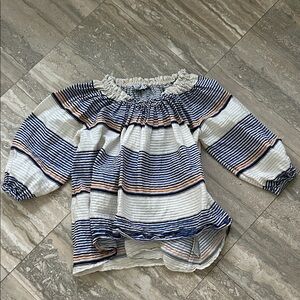 Tanya Taylor Blue and White Striped Top size 0